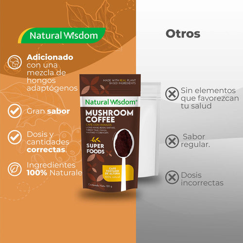 Café Soluble Natural Wisdom Con Hongos 120 G