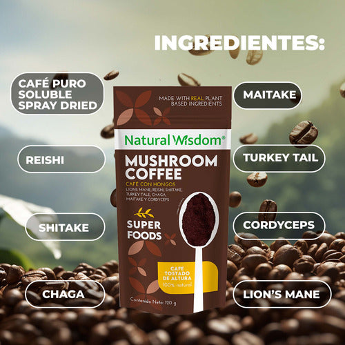 Café Soluble Natural Wisdom Con Hongos 120 G