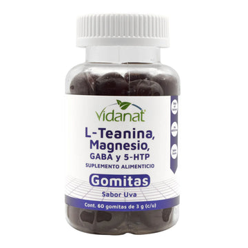 Teanina Magnesio Gaba 5-HTP 60 Gomitas Uva Vidanat
