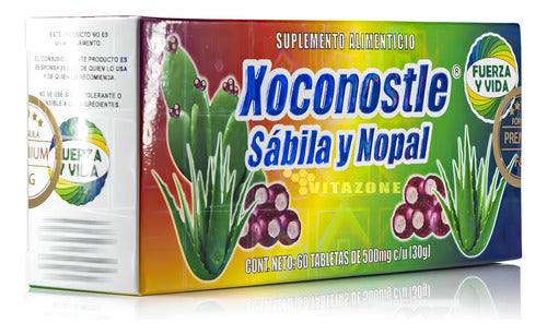 Xoconostle Sábila Y Nopal 60 Tabletas 500 Mg Fuerza Y Vida