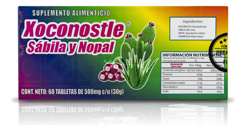 Xoconostle Sábila Y Nopal 60 Tabletas 500 Mg Fuerza Y Vida