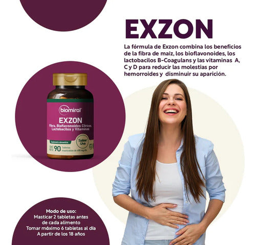 Biomiral Exzon 90 Tabletas Nutricionales Sabor Uva