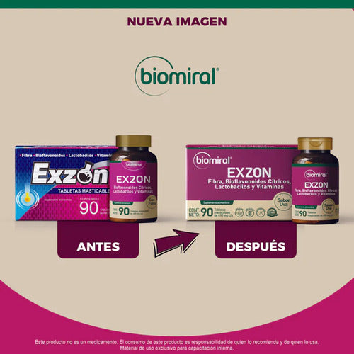 Biomiral Exzon 90 Tabletas Nutricionales Sabor Uva