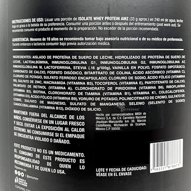 Proteína Hidrolizada Isolate Whey AMZ 2.310 kg Vainilla