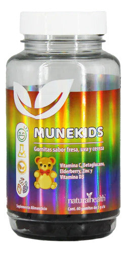 Natural Health Inmune Kids 60 Gomitas De 3 G C/u Sabor Fresa Uva Y Cereza