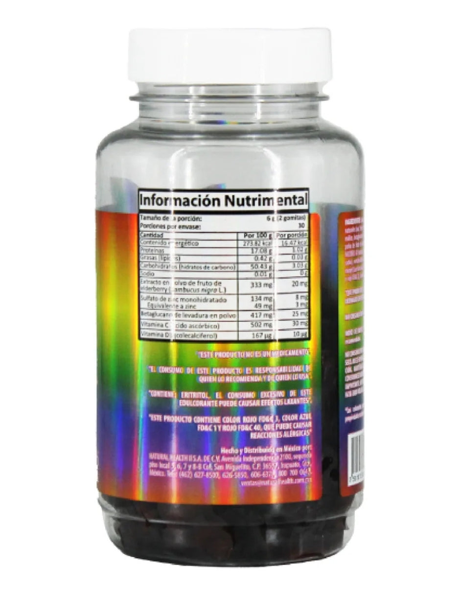Natural Health Inmune Kids 60 Gomitas De 3 G C/u Sabor Fresa Uva Y Cereza