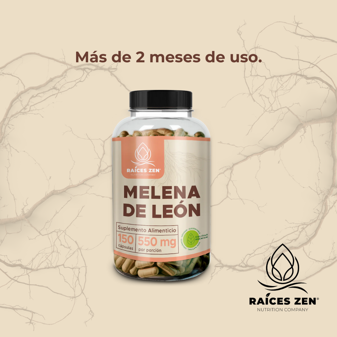 Melena de León 150 Cápsulas Raíces Zen Calidad Premium