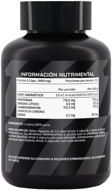 Post entreno L-Lisina 90 Cápsulas 45 porciones