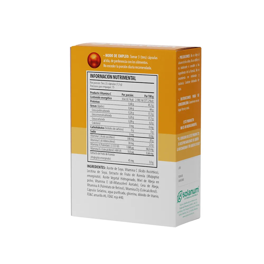 Vitamina C + Vitaminas A, D, E Solanum 45 Cápsulas
