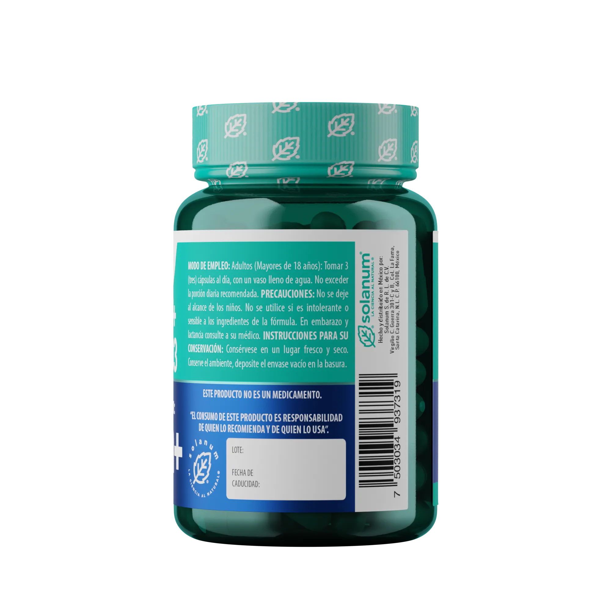 Calcio 600+ Vitamina D3 Solanum 90 Cápsulas 700 mg