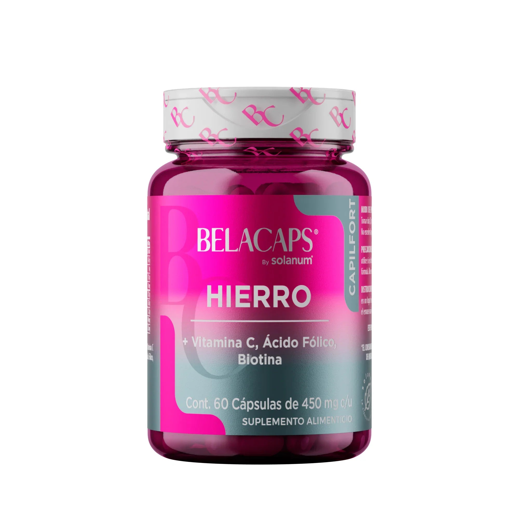 Belacaps Hierro + Vitamina C, Ácido Fólico, Biotina Solanum 60 Cápsulas