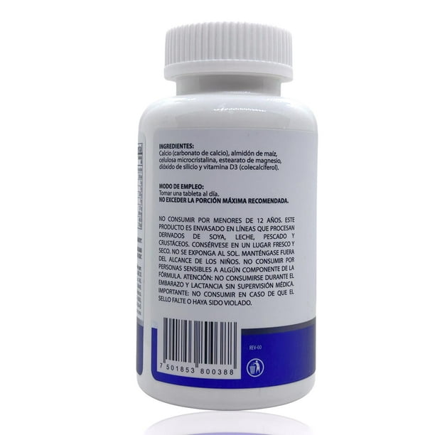 Calcio 600 Natural Health con Vitamina D3 400 UI 60 tabletas