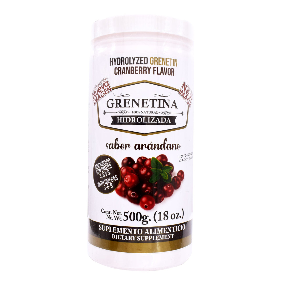 Grenetina Hidrolizada Sabor Arándano 100% Natural 500 Gramos
