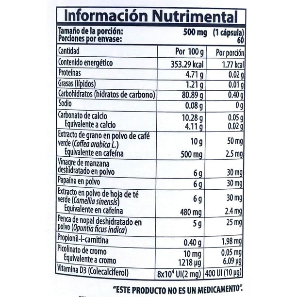 Green Coffee Natural Health con Vinagre de manzana 60 Cápsulas