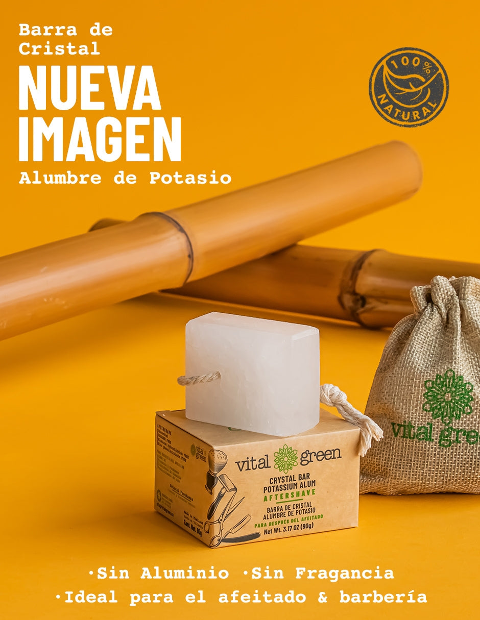 Bloque de Cristal de Alumbre Barbería Cuadrado Vital Green 90 gr