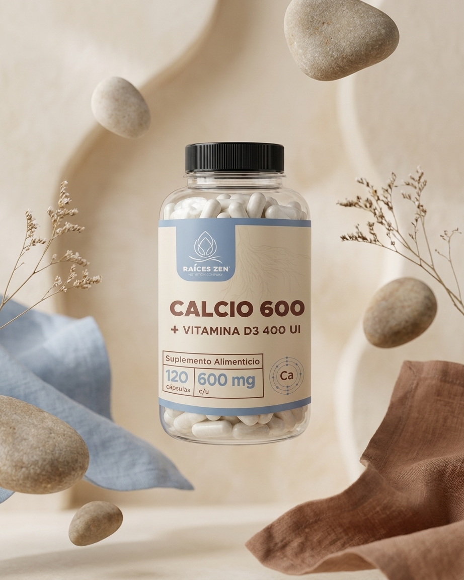 Calcio 600 Vitamina D3 400 ui Raíces Zen 120 cápsulas