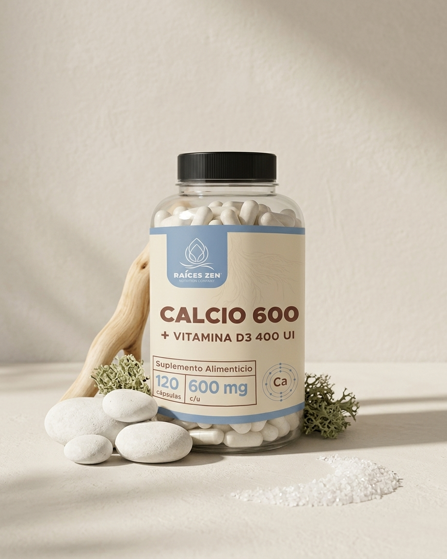 Calcio 600 Vitamina D3 400 ui Raíces Zen 120 cápsulas