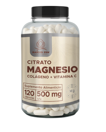 Citrato de Magnesio Colágeno Hidrolizado y Vitamina C Raíces Zen 120 Cápsulas