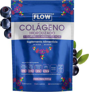 Colágeno Hidrolizado Cloruro de Magnesio 500 grs Flow