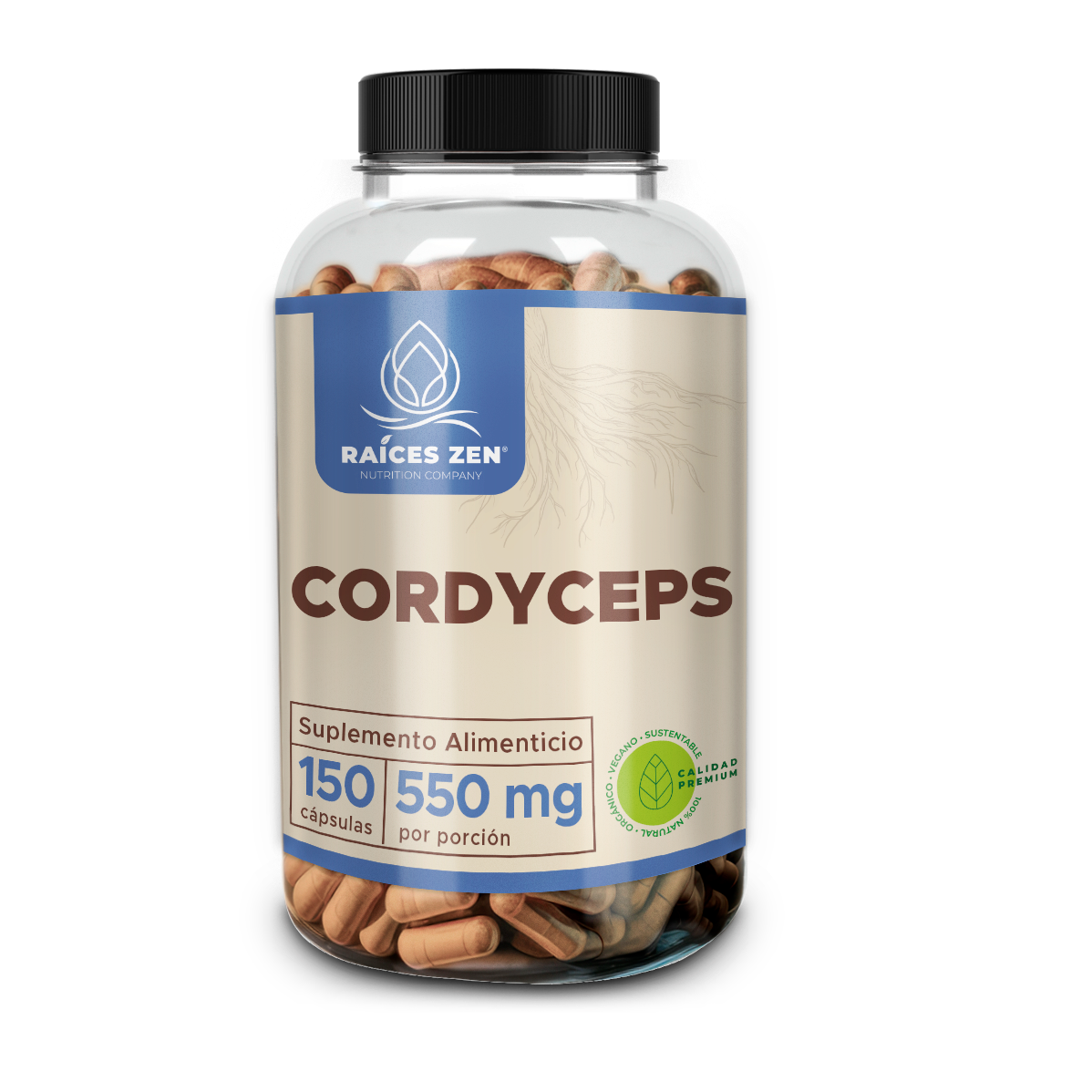 Cordyceps 150 Cápsulas Raíces Zen Calidad Premium