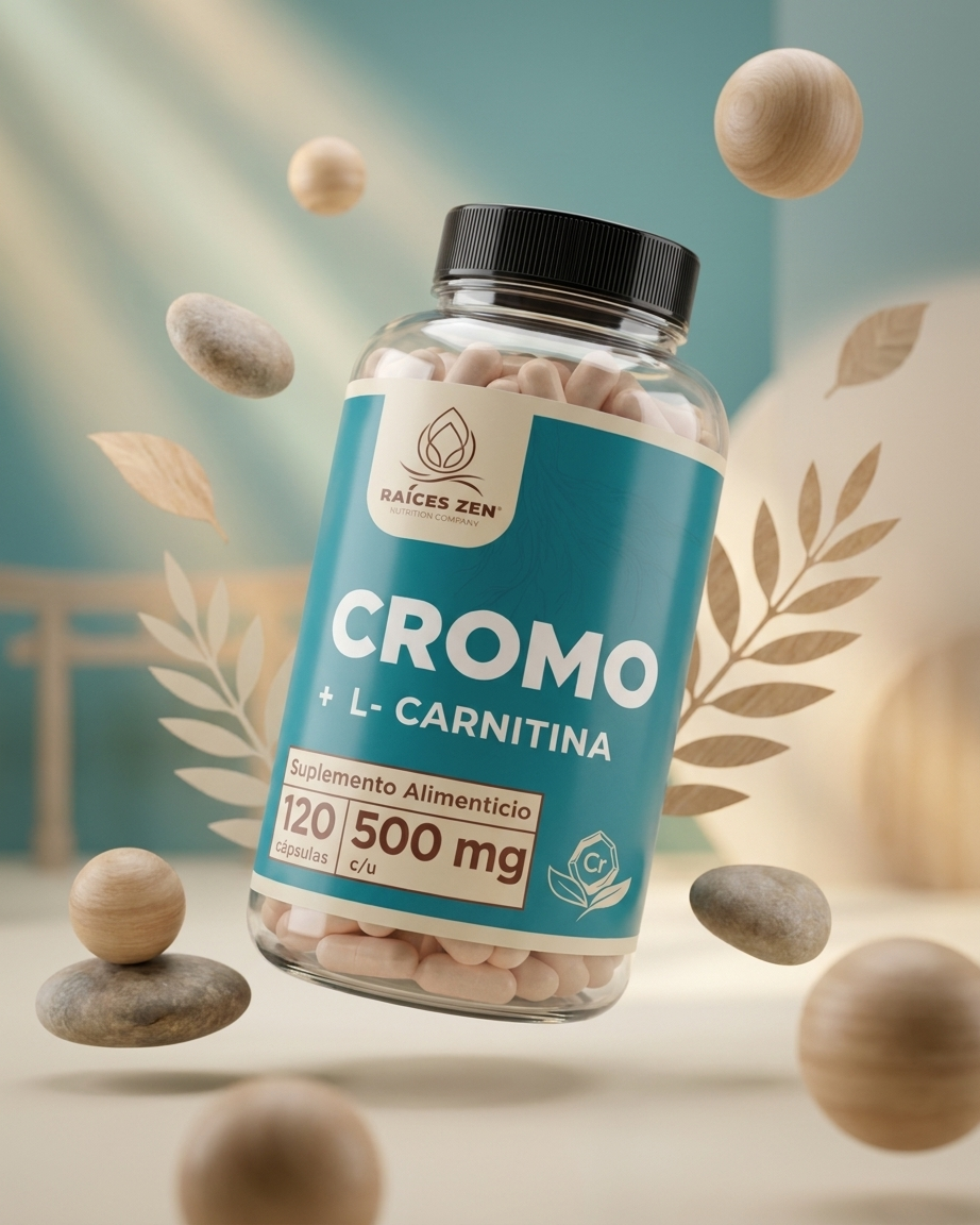 picolinato de cromo con l carnitina Picolinato de Cromo L-Carnitina Raíces Zen 120 Cápsulas Chromium