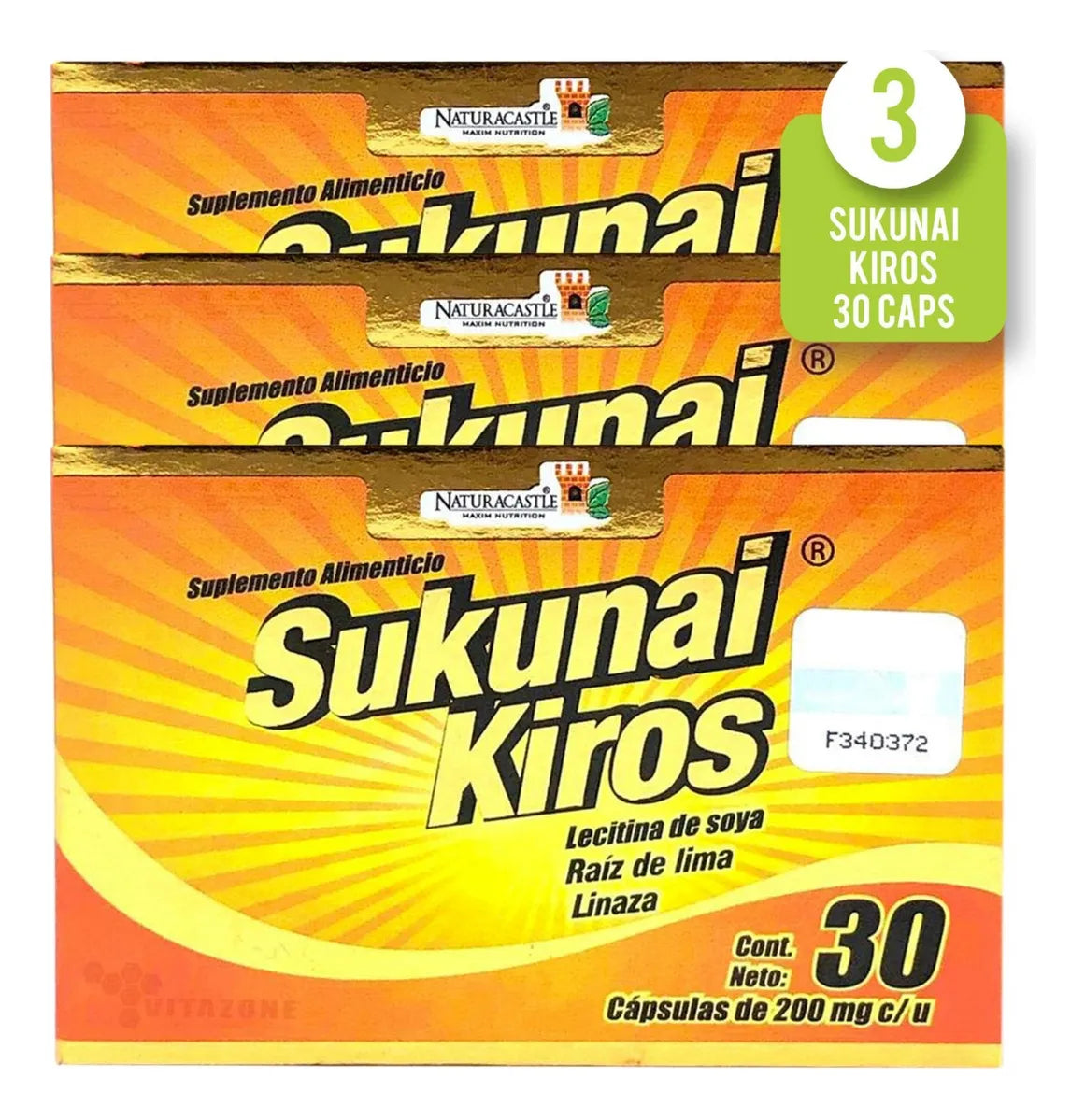 3 Pack Sukunai Kiros Natura Castle 30 Capsulas - Original
