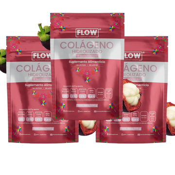 kit 3 Suplemento FLOW - Colageno con Mangostan frasco de 500 gr