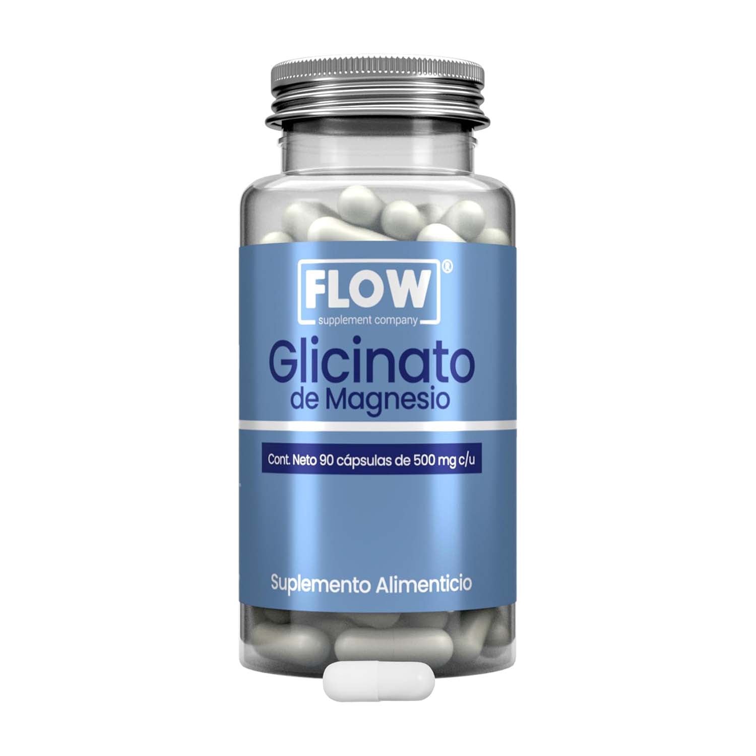 Glicinato de Magnesio de 500 mg 90 cápsulas FLOW