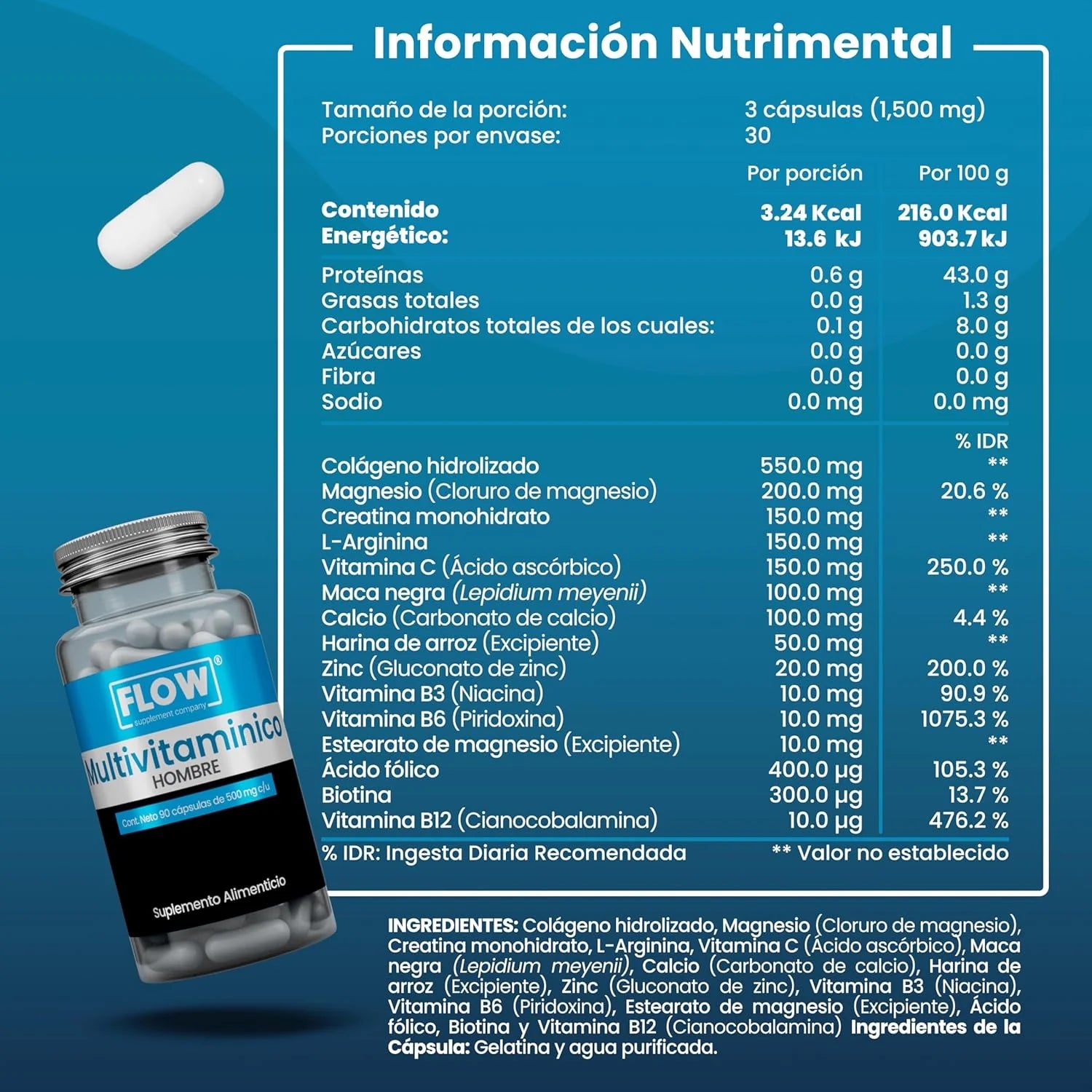 FLOW Multivitaminico Hombre con 90 Cápsulas