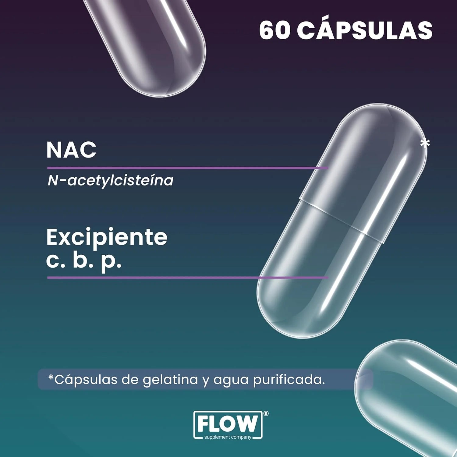 Nac N-acetylcisteína 60 Cápsulas De 600 Mg Flow