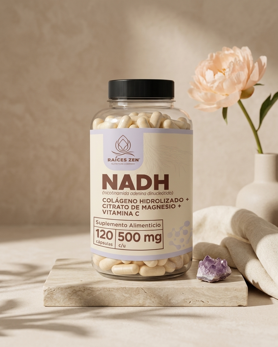 Nadh Colágeno Hidrolizado Magnesio Vitamina C Raíces Zen 120 Cápsulas
