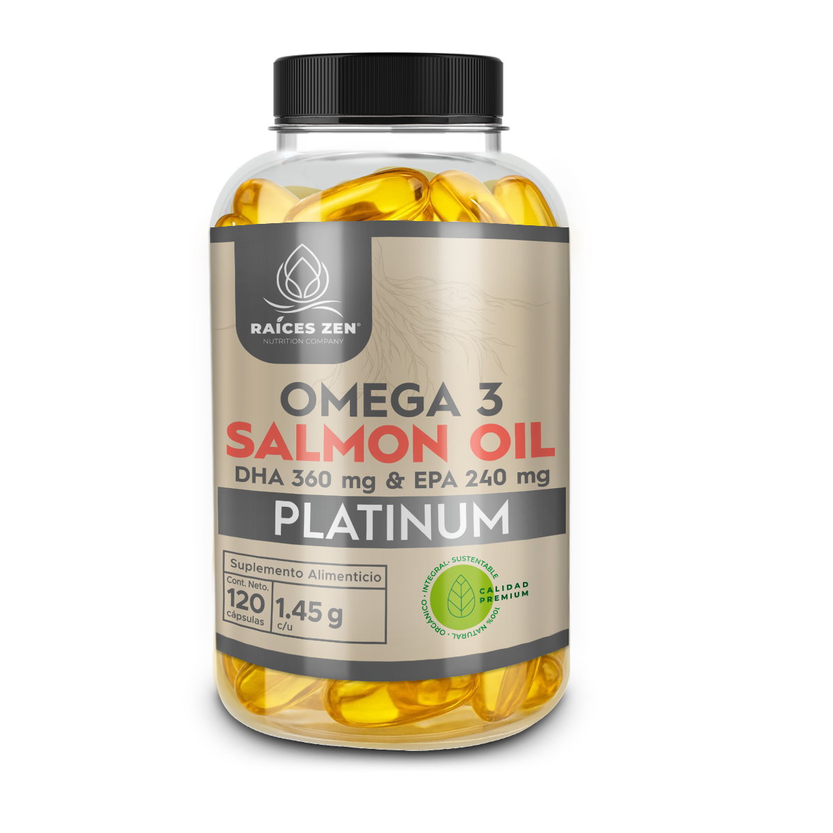 Omega 3 Salmon Oil Aceite de Salmon Premium Raíces Zen