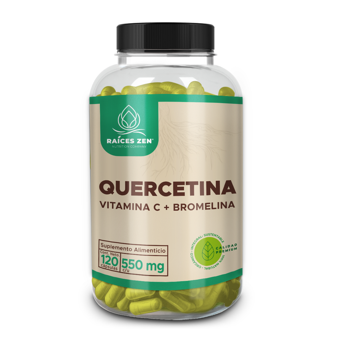 Quercetina Vitamina C y Bromelina Raíces Zen Súper Premium