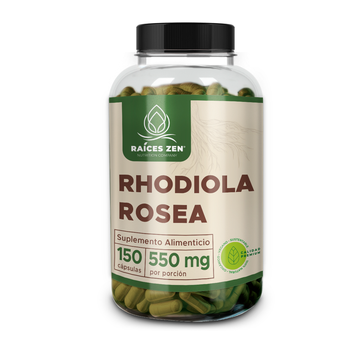 Rhodiola Rosea 150 Cápsulas Raíces Zen Calidad Premium