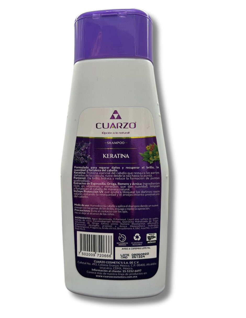Shampoo Reparador Con Queratina Cuarzo 550 mL