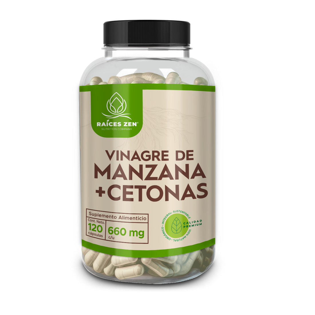 Vinagre de Manzana Cetonas de frambuesa raices Zen