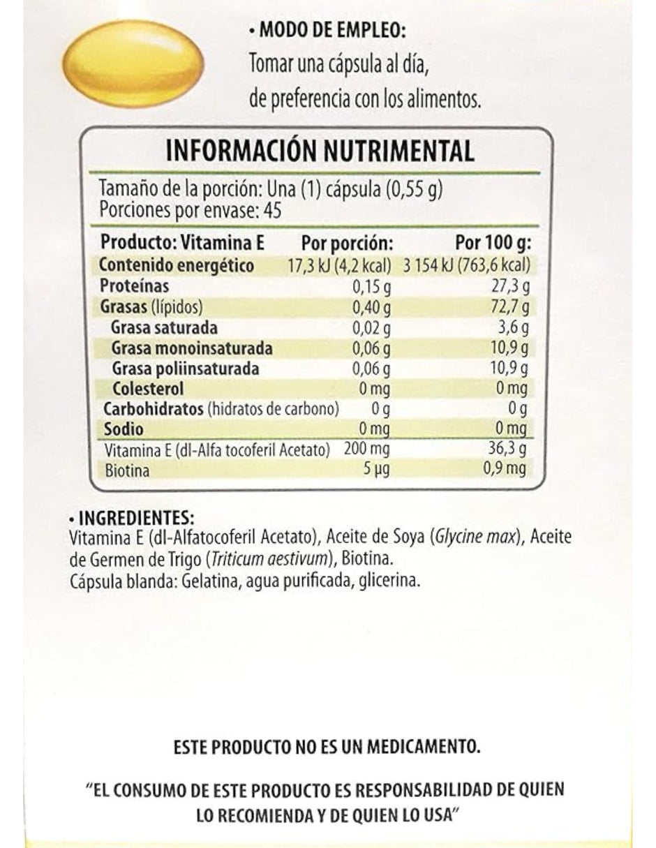 Vitamina E + Biotina Solanum Con 30 Cápsulas