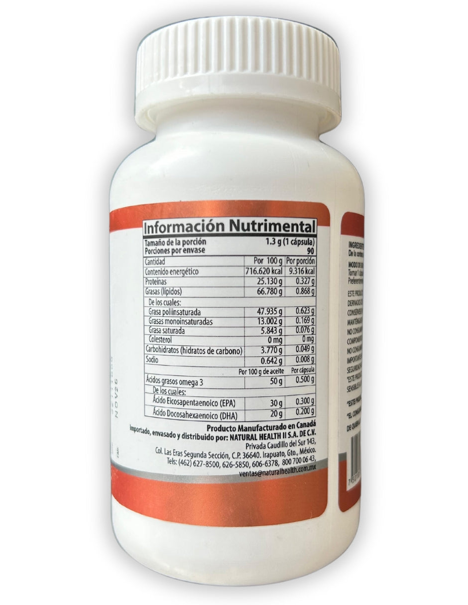Aceite de Salmon Noruego Natural Health con Omega 3 90 Cápsulas