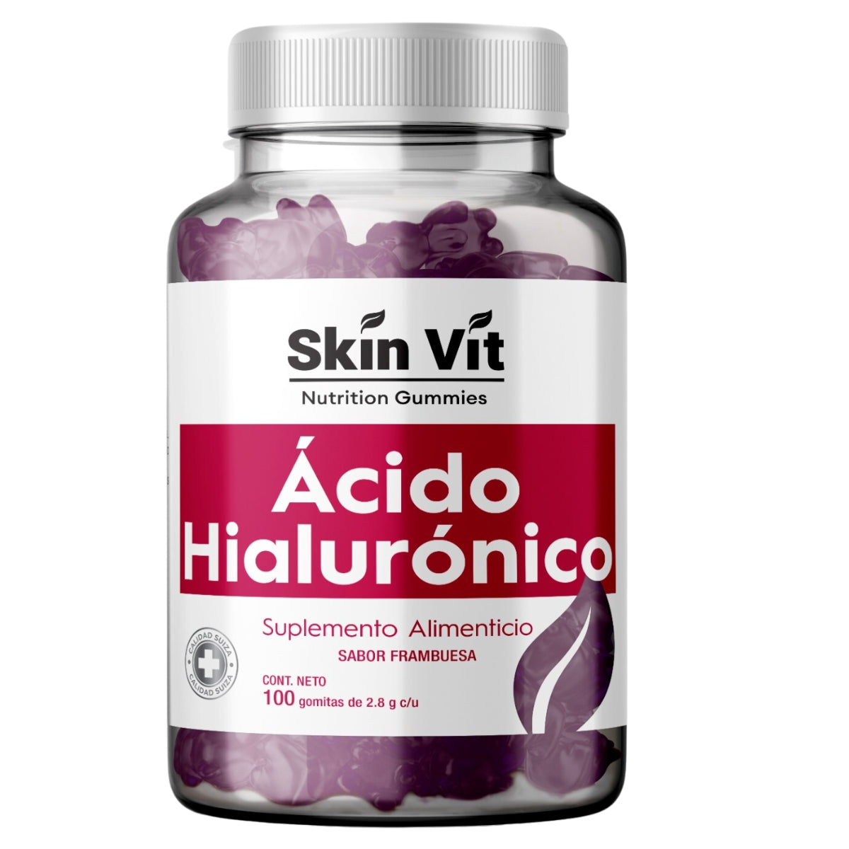 Ácido Hialurónico Skin Vit Company sabor Frambuesa 100 Gomitas 2.8 g