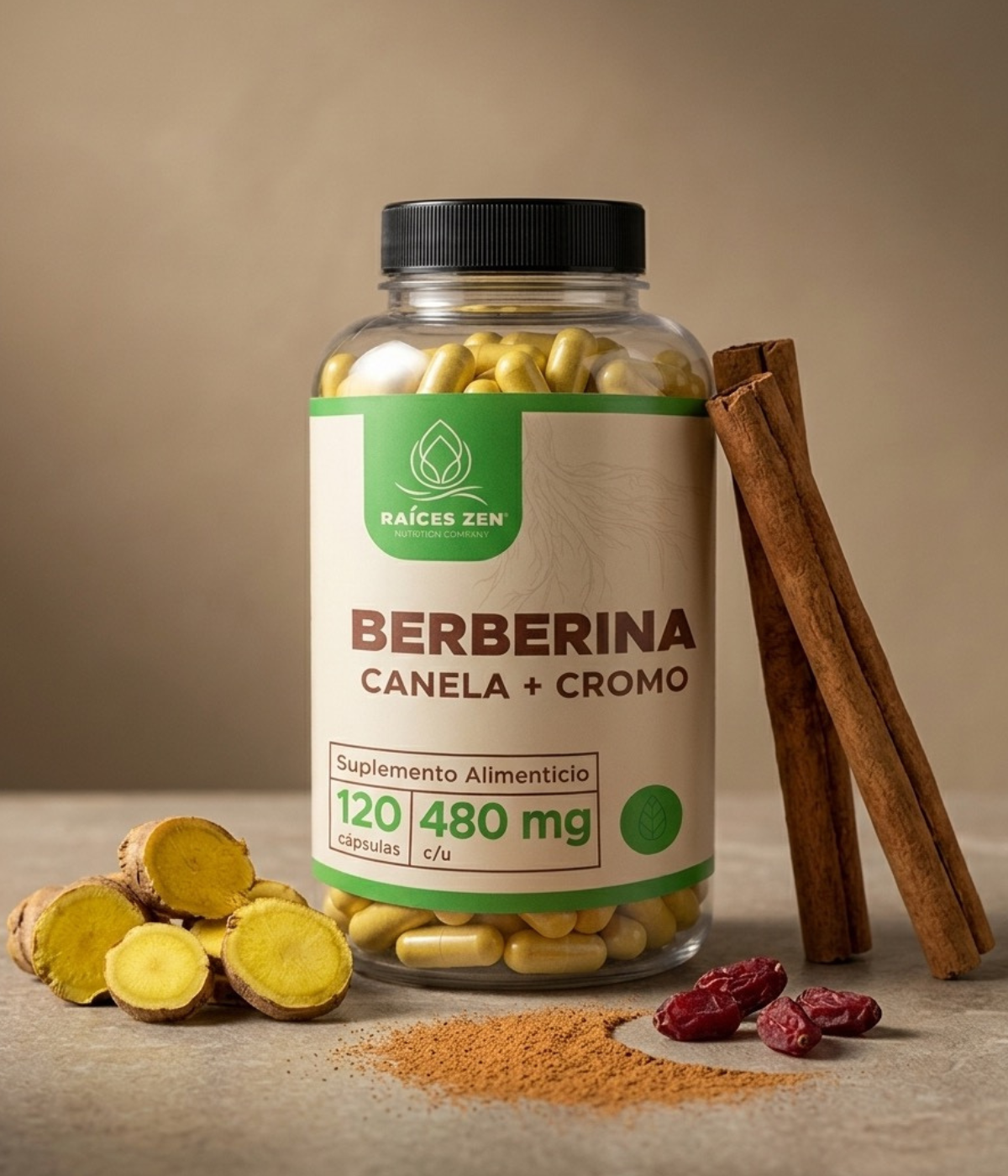 berberina canela y cromo en capsulas raices zen