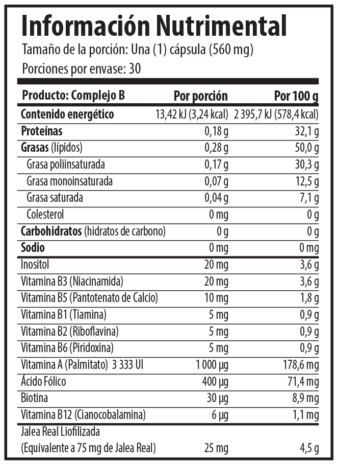 Complejo B + Jalea Real Solanum 30 Cápsulas