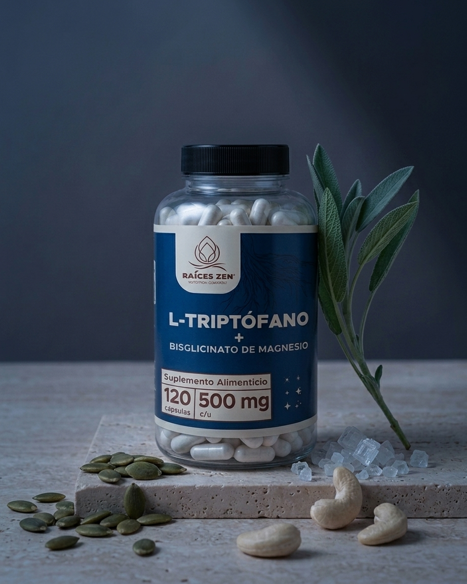 L-triptofano bislicinato de magnesio en capsulas raices zen
