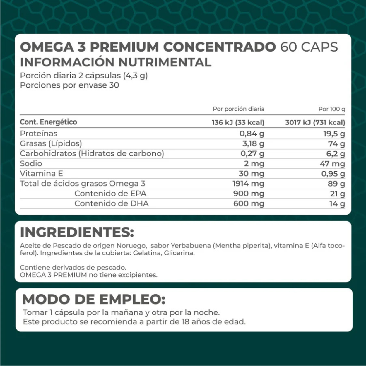 Pronat Omega 3 Premium 60 Cápsulas