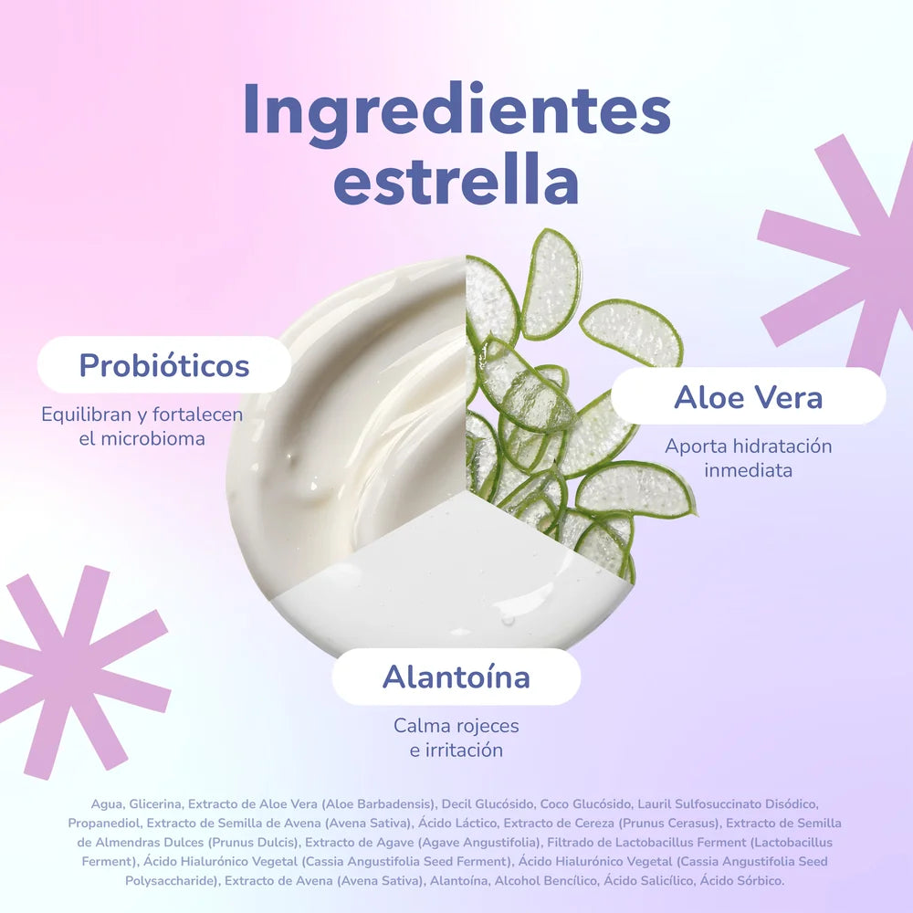 Ingredientes estrella del limpiador facial Quiin: probióticos, aloe vera y alantoína