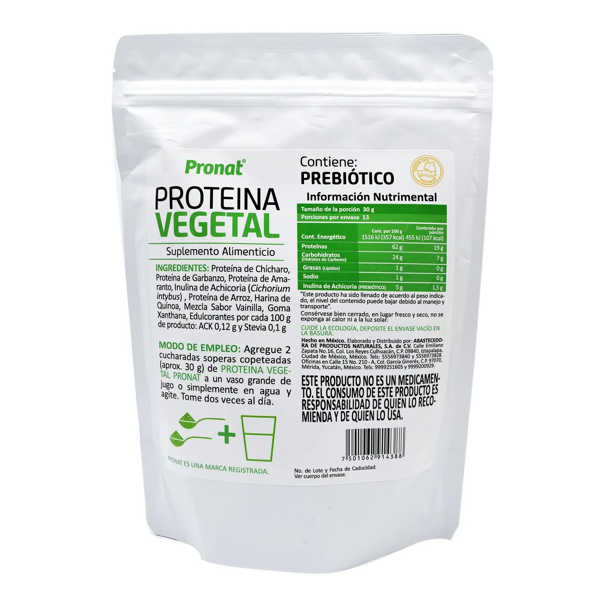 Proteina Vegetal De Vainilla 400 G Pronat